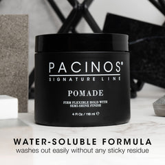 Pacinos Pomada: fijación flexible para retoques durante el día sin residuos.