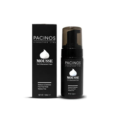 Pacinos Signature Line Curl Mousse bottle provides frizz-free definition for curly hair.