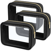 Packism clear makeup bag front view shows compact, travel-ready foldable design.