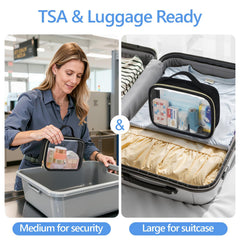 Packism Clear Makeup Bag Large for checked luggage or home storage.