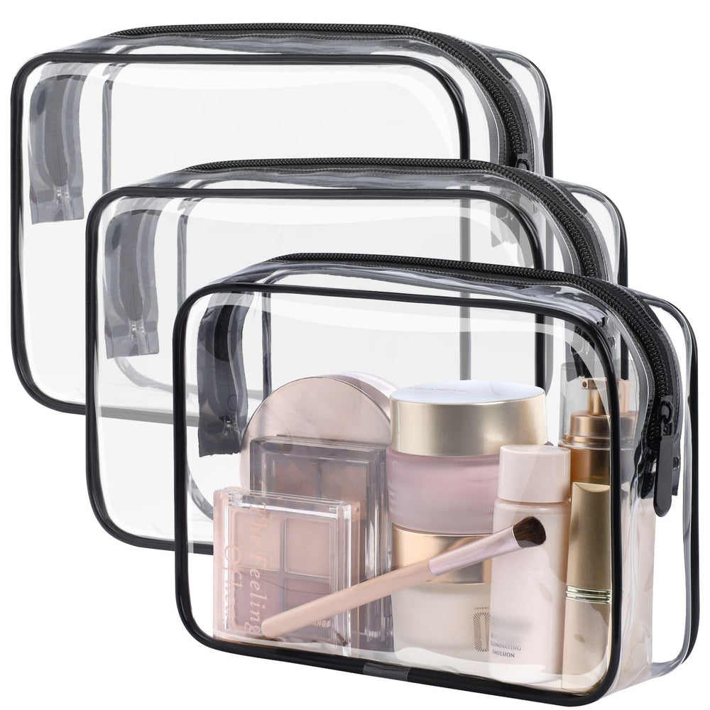 PACKISM clear toiletry bag 3-pack medium, front view for quick item inspection at security