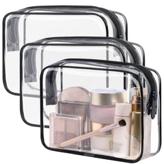 PACKISM clear toiletry bag 3-pack medium, front view for quick item inspection at security