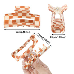 Paderison clip rectángulo ajedrezado naranja blanco para looks veraniegos y duraderos