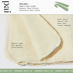 Pai Skincare Twin Flyer terry side softly removes cleanser and makeup from the delicate eye area.