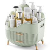 Pajiriona makeup organizer with drawers and top compartment for easy access to cosmetics.