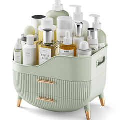 Pajiriona makeup organizer with drawers and top compartment for easy access to cosmetics.