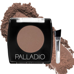 Polvo de cejas Palladio tono marrón suave con aplicador para definición natural.