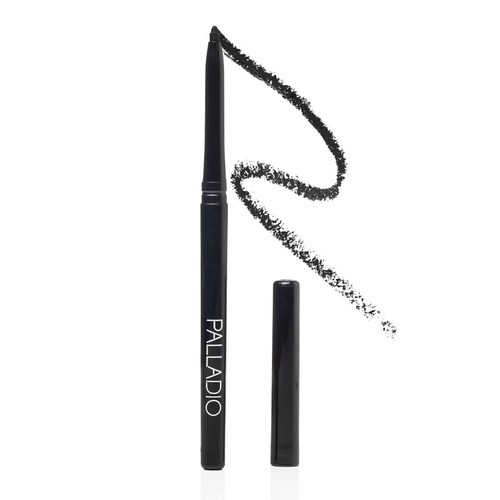 Palladio retractable waterproof eyeliner twist-up mechanism for mess-free, sharpening-free application.