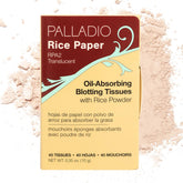 Palladio rice paper blotting sheets absorb oil for a fresh, shine-free look.