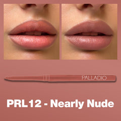 Palladio lip liner twist-up design eliminates sharpener; quick, clean definition on the go.