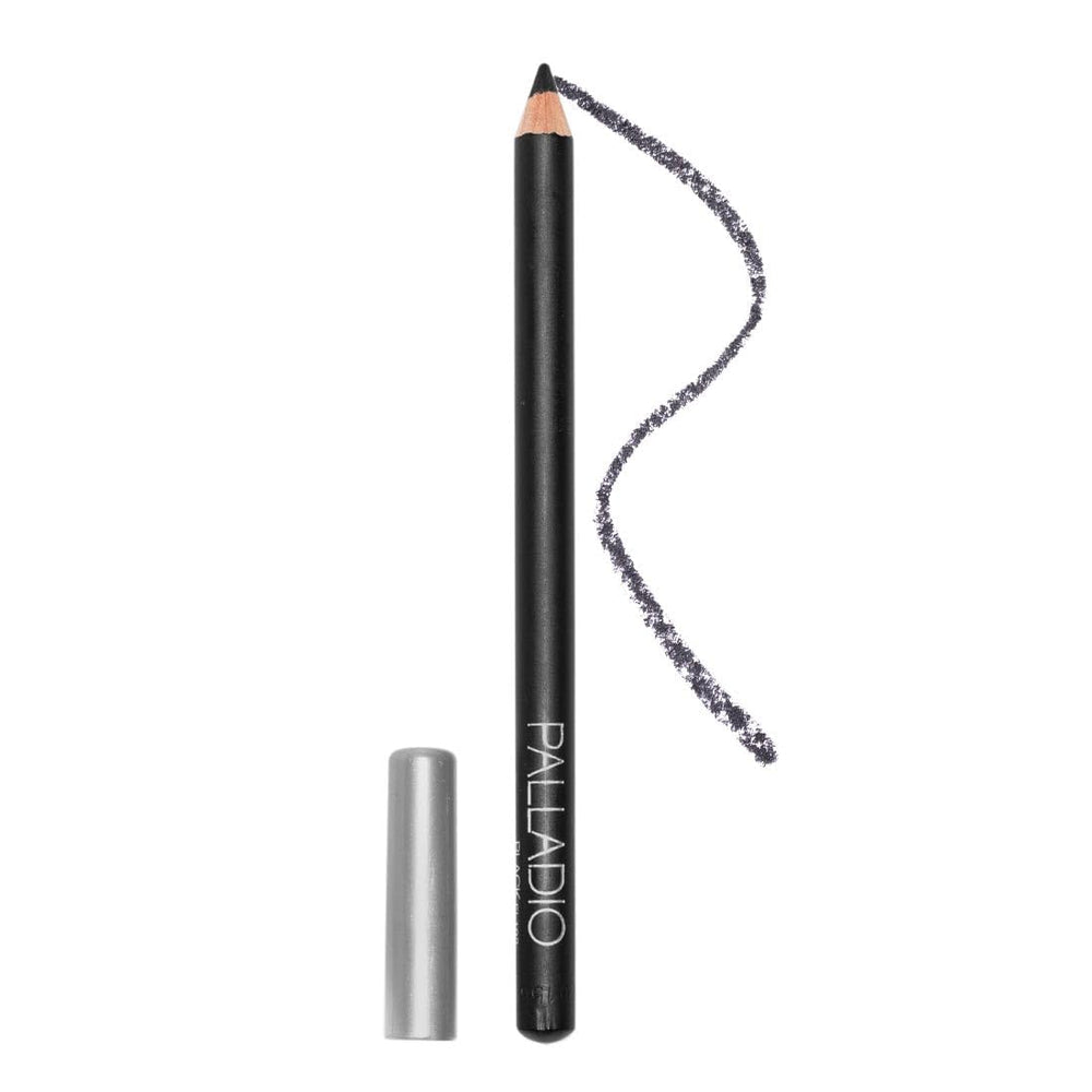 Palladio wooden eyeliner pencil close-up reveals rich pigment for precise outlining.