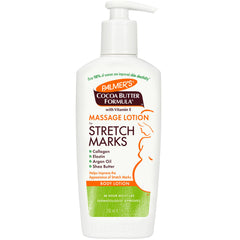 Palmer's Cocoa Butter Formula Massage Lotion on belly for stretch-mark care and hydration.
