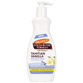 Palmer's Cocoa Butter Tahitian Vanilla lotion bottle front, highlighting 13.5 oz size and daily hydration benefit.