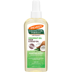 Palmer's Coconut Oil Moisture Boost spray bottle delivers instant hydration to hair.