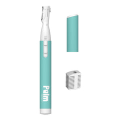 PalmPerfect facial hair trimmer shown with compact design for portable grooming