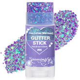 Barra de purpurina morada Paminify para cabello con brillo intenso.