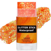 Paminify Orange Glitter Stick packaging, compact and portable for on-the-go sparkle.