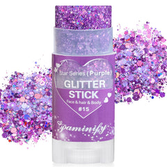 Paminify Purple Glitter Stick for Mardi Gras sparkle on skin and hair