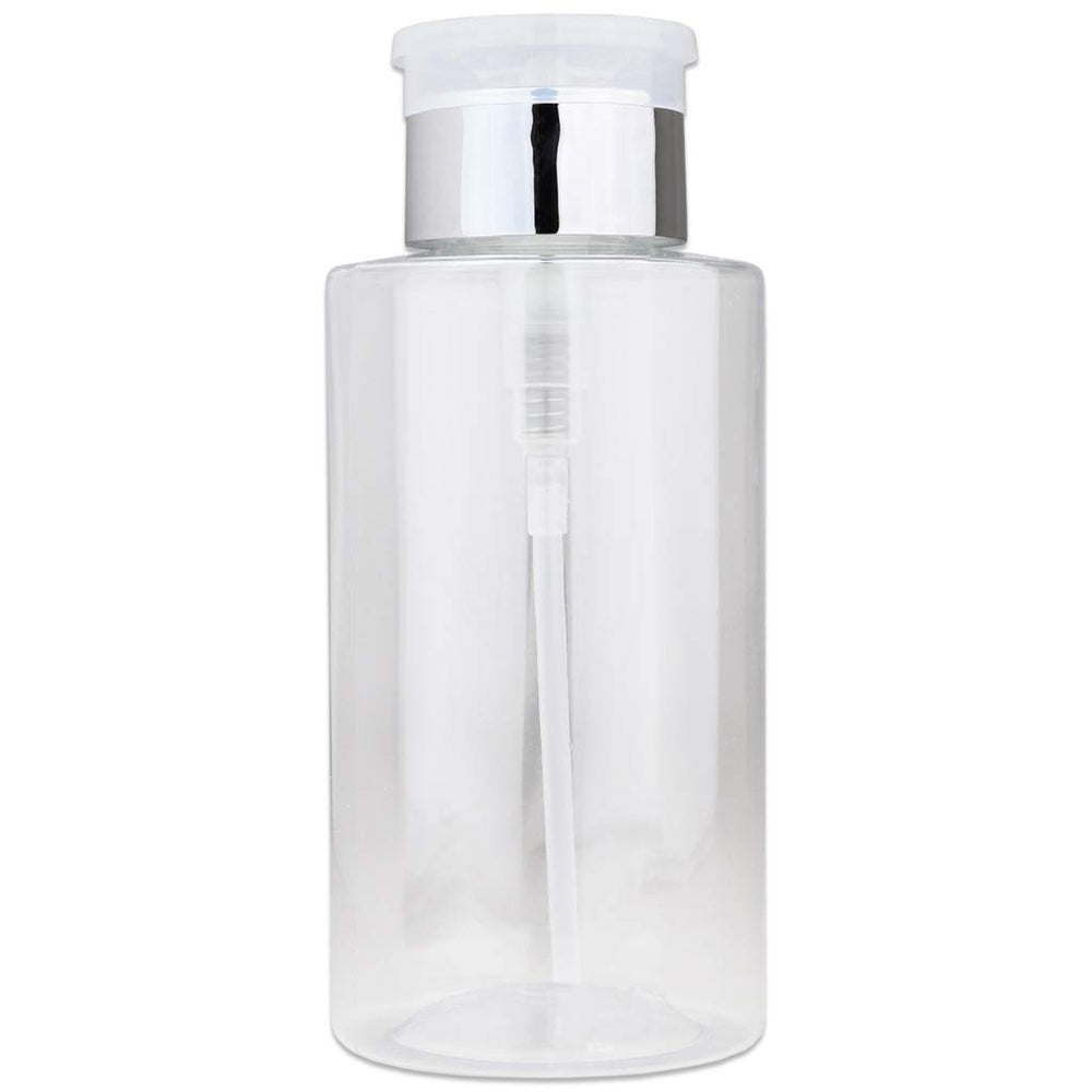 PANA 10oz push-down pump dispenser with silver cap, travel-friendly and spill-free