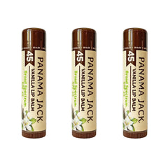 Panama Jack bálsamo labial SPF45, envase frontal, protección para labios expuestos.