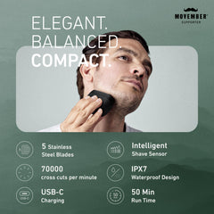 ARC5 five-blade system for smooth contour cutting on the face.