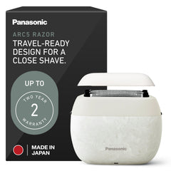 Panasonic ARC5 palm-sized shaver front view for on-the-go smooth shaving