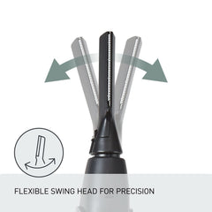 Panasonic GM40-K round-edge blades protect sensitive skin during trims.