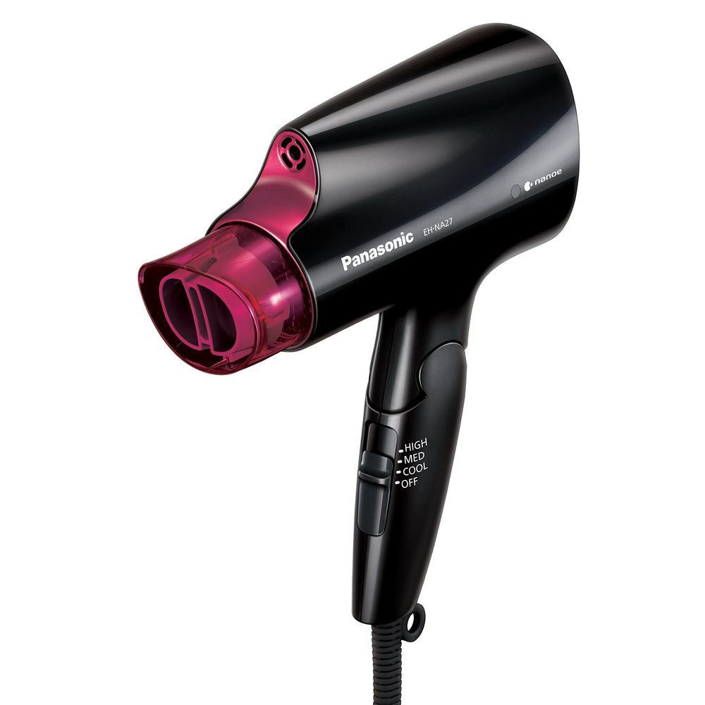 Panasonic EH-NA27-K compact dryer with folding handle for travel and storage.