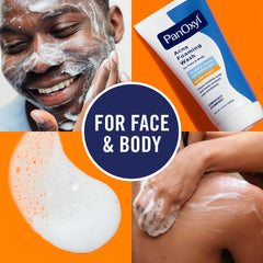 PanOxyl limpieza facial y corporal, atrayendo poros limpios y piel fresca.