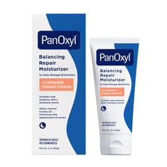 PanOxyl PM Balancing Repair Crema Nocturna envase, hidratación suave para piel sensible.