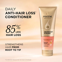 Pantene Abundante y Fuerte con textura crema suave para desenredar.