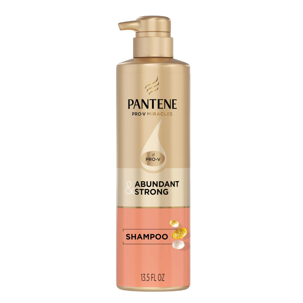 Pantene Abundante y Fuerte champú, botella visible, limpieza suave para retener cabello