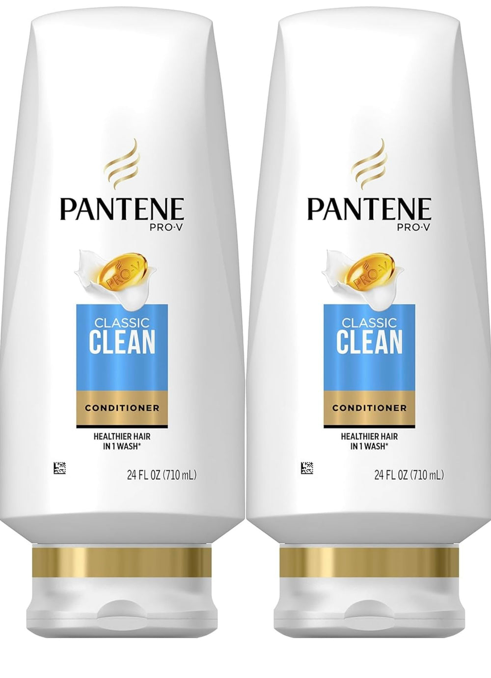 Pantene Classic Clean Conditioner dual-pack bottles for daily moisturizing and shine.