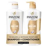 Pantene Daily Moisture Shampoo bottle shows hydrating formula for parched hair.