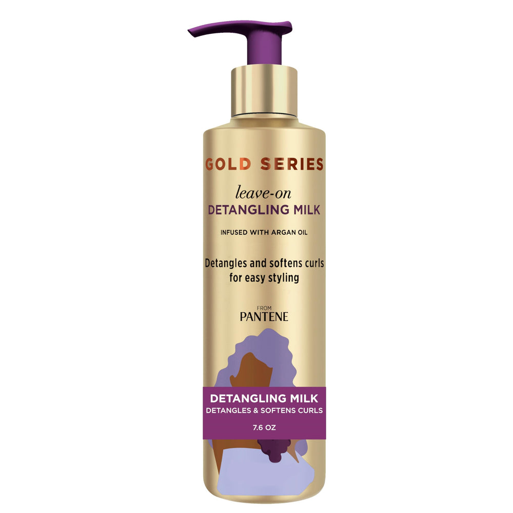 Pantene Gold Series leche-desenredante para cabello rizado desenreda y suaviza rizos.