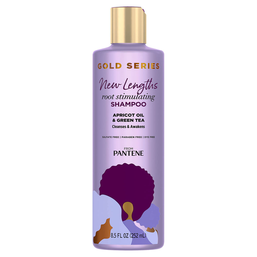 Pantene Gold Series New Lengths Shampoo con aceite de albaricoque para estimular la raíz.