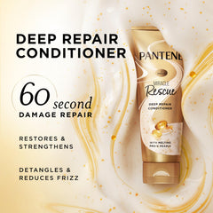 Aplicación cremosa en cabello mojado de Pantene Miracle Rescue para suavizar