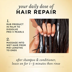 Perlas Pro-V derritidas en Pantene Miracle Rescue para hidratación profunda