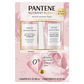 Pantene Nutrient Blends Rosa Champú: botella visible, fragancia floral suave para cabello seco.