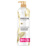 Pantene Rice Water Conditioner bottle highlights nourishing formula for stronger hair.