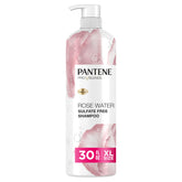 Pantene Rose Water Shampoo bottle shows sulfate-free formula for gentle daily hydration