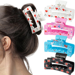 Clips Pantide para enfermería con patrón corazón, ideal para peinados duraderos.