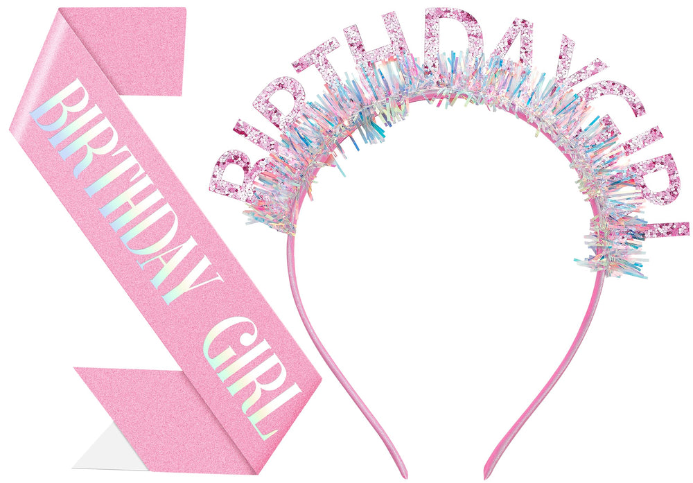 Papoopy diadema de cumpleaños con lazo para mujeres, cómodo y elegante para todo el día.