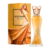 Paris Hilton Gold Rush bottle front view with bright citrus opening visualization