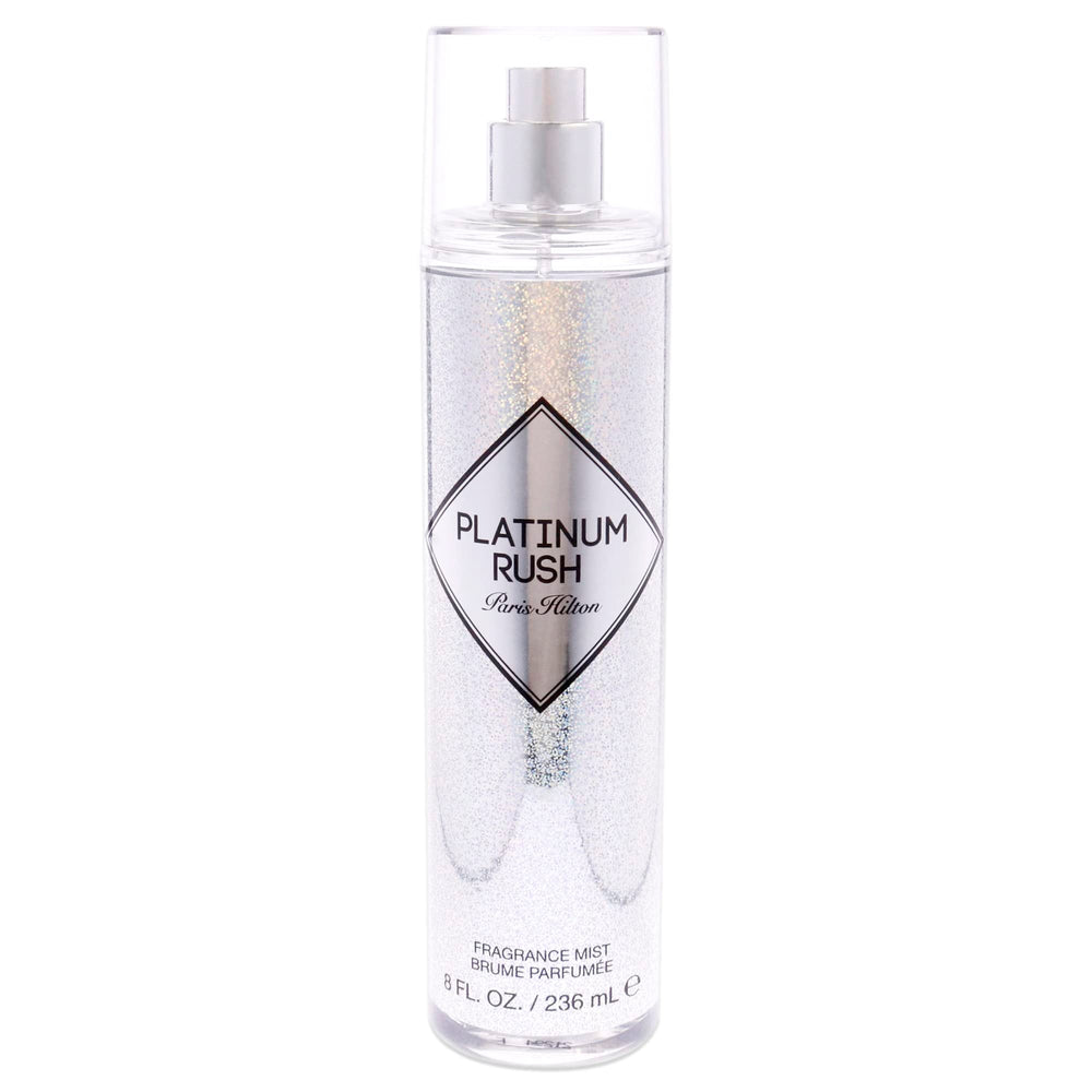 Paris Hilton Platinum Rush bottle front view highlighting a floral fruity scent for daily wear.