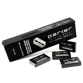 Parker 100 count DE blades pack for bulk home grooming and barbershop use