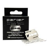 Parker Premium Platinum blades in a box for barbershop or home use.
