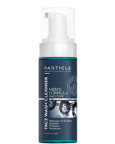 Particle Men's Face Wash bottle displaying foaming texture for daily cleansing.