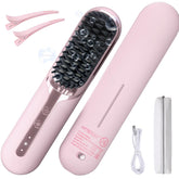 PartnerJoy cordless hair straightener brush enables quick styling on the go with cordless flexibility.