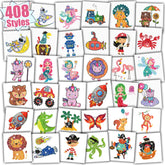 Partywind 408 styles tattoos pack with glitter designs for kids' parties.
